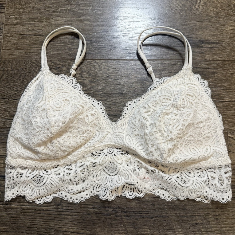 Colsie Lace Bralette White Womens Size Large‎ Bohemian Coquette